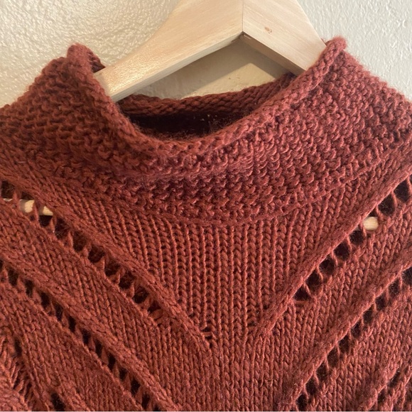 Charlotte Russe Rust Brown Mock Neck Long Tunic Knit lightweight Sweater Sz M - Picture 2 of 7